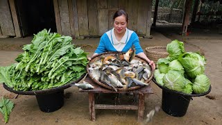 265 Days Harvest Fish Vegetables Sweet Potato  Build Bamboo House Cooking Farm  Lý Thị Ca [upl. by Hanahs546]