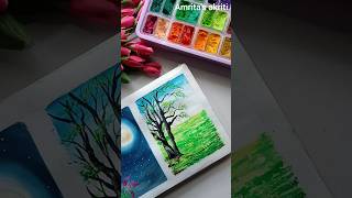 landscape painting 🎨🖌️ astheticart painting artshotvira [upl. by Yecram]