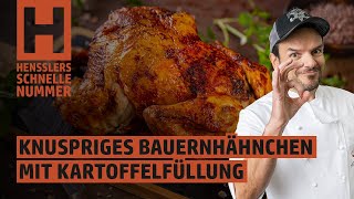 Schnelles Knuspriges Bauernhähnchen mit Kartoffelfüllung Rezept von Steffen Henssler [upl. by Trebreh422]