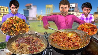 Lalchi Manchurian Bhel Wala Chinese Bhel Street Food Hindi Kahani Hindi Moral Stories Comedy Video [upl. by Oicneserc]