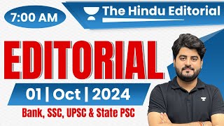 01 October 2024  The Hindu Analysis  The Hindu Editorial  Editorial by Vishal sir  Bank  SSC [upl. by Enaed]