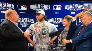 Nervous Chevy Spokesman Rikk Wilde presents truck to Madison Bumgarner [upl. by Earehc]