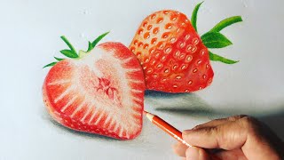 Speed drawing of strawberries with prismacolor pencils [upl. by Niliac]