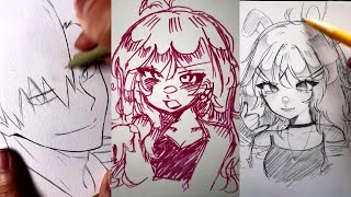 🖌️🎨Art drawing tiktok compilations  😍Anime 157 [upl. by Annyrb842]