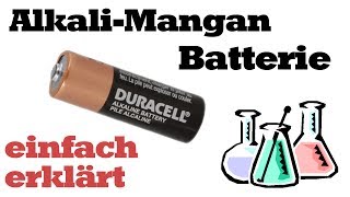 AlkaliManganBatterie  ZinkManganZelle einfach erklärt  Chemie [upl. by Eidnac]