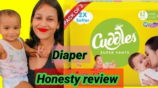 Baby diapers honesty reviewBudgetfriendly diapers cuddles super pants 124 piece [upl. by Aynatal]