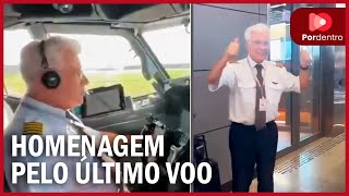 Piloto recebe homenagem emocionante pelo seu último voo comercial [upl. by Notsuh97]