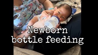 Newborn Paced bottle feeding in side lying [upl. by Aisa]