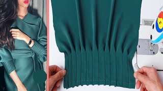 Very easy sleeve design with pin tucks to kurti cutting and stitching Sewing Tutorial and Technique [upl. by Harland]