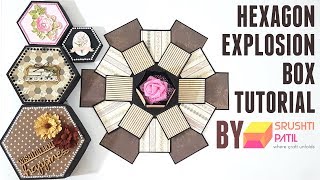 Hexagon Explosion Box Tutorial by Srushti Patil [upl. by Nav]