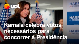 Kamala comemora votos necessários para concorrer à Presidência Honrada [upl. by Sikras]