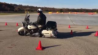 Police motorcycle training sidesaddle one handed [upl. by Anirbus]