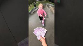 i changed her life😇 funny scooter skatepark comedy fun skate happy money cash [upl. by Kela]