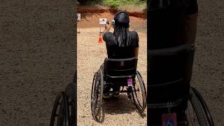 1 hand pistol shooting from 15 yards wheelchairshoota training sigsig 2acommunity [upl. by Yesiad]