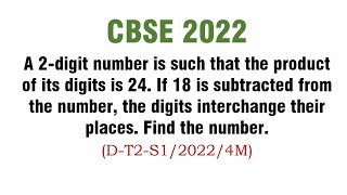 A 2digit number is such that the product of its digits is 24 If 18 is subtracted from the number [upl. by Eintirb]