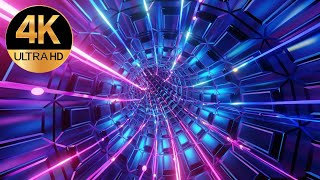 10 Hour 4k TV Fast moving metallic Blue Pink Neon led screen light Tunnel Abstract background video [upl. by Neirbo]