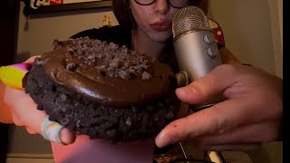 ASMR Crumbl Cookie Mukbang 🍪 fudgy chocolate eating sounds  whispers [upl. by Clim]