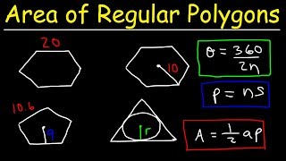 Area of Regular Polygons  Hexagons Pentagons amp Equilateral Triangles With Inscribed Circles [upl. by Llenart]