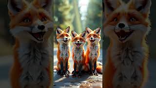 3 foxes are laughing loudly how beautiful they are ai fox video animals shortvideo [upl. by Hamforrd737]