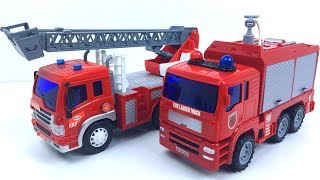 CAMIONES DE BOMBEROS CON LUCES SONIDOS ESCALERA Y ACCESORIOS  COCHES INFANTILES QUE ECHAN AGUA [upl. by Nylirak47]