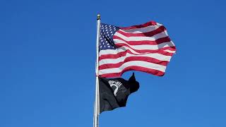 The American Flag with the POW Flag at a US Post Office in California USA [upl. by Schechinger]