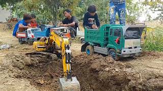 Amazing RC Team Construction Excavator MAN Nissan Kamaz fuso [upl. by Tanya]