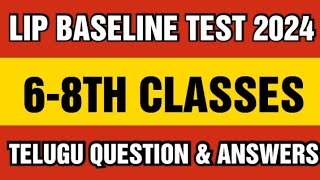 LIP TELUGU BASELINE TEST ANSWERS 2024  68TH TELUGU BASELINE TEST KEY 2024  BASELINE TEST ANSWERS [upl. by Klina]