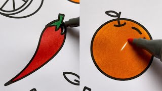 Oddly Satisfying amp Relaxing Colouring 🍊🌶🥕🍆🍋🍏 [upl. by Latia]