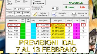 LOTTO SCIENTIFICO PREVISIONI STATISTICHE DAL 7 AL 13 FEBBRAIO UNO SGUARDO AL PASSATO E AL PRESENTE [upl. by Livvyy]