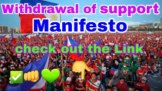 WITHDRAWAL OF SUPPORT  MANIFESTO LiNK FOR SIGNING CHECK OUT THE LiNk [upl. by Enitsua]