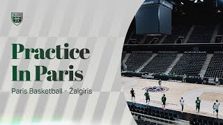 Žalgiris practice in Paris checking the rims and making halfcourt shots [upl. by Thorrlow]