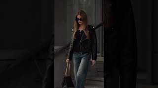 Styling leather jacket and jeans youtubeshorts youtube fashiontrends goviral viralvideo fyp [upl. by Millman]