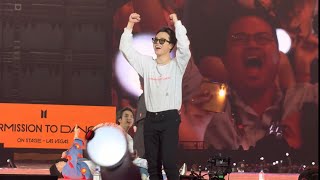 Fancam 220416 BTS react to male ARMY cheering BTS Permission to Dance PTD On Stage Las Vegas Concert [upl. by Meade459]