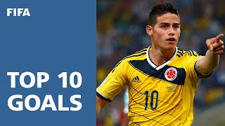 TOP 10 GOALS  2014 FIFA World Cup Brazil [upl. by Enidualc512]