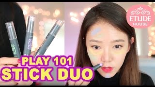 NEW Etude House Play101 Stick Color Contour Duo  REVIEW  DEMO 한글자막 [upl. by Thomson227]