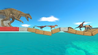 Running Competition on Unstable Bridge  Herbivore Dinosaurs vs Carnivore Dinosaurs  ARS [upl. by Krahling]