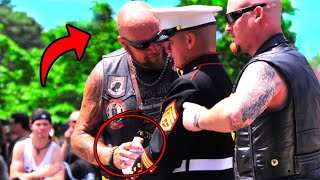 Injured Marine Holds 3Hour Salute Until Bikers Step In with a Kind Gesture [upl. by Kciredorb]