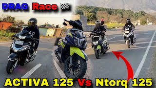 Ntorq xt 125 Vs Activa 6G Drag race 😮 crazy reaction 🫣 [upl. by Aitat]