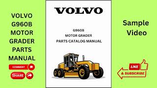 VOLVO G960B MOTOR GRADER PARTS MANUAL [upl. by Jock]