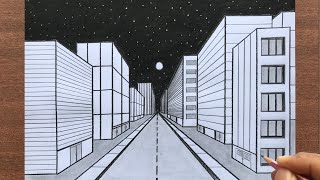 How to Draw a Town in 1Point Perspective [upl. by Apfel]