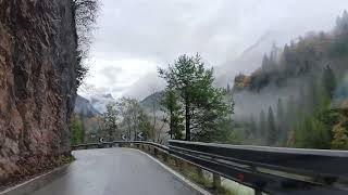 Driving from Feltre VIII val Cismon misty Veneto Italy 201024 driving misty feltre river [upl. by Winwaloe]