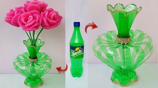 Plastic bottle Vase Craft DIY Easy Tree from Waste bottleSprite ki bottle se banaye Guldasta [upl. by Analra]