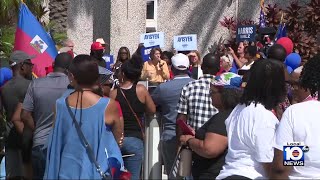 Haitians attend political rally in South Florida [upl. by Nauqram726]