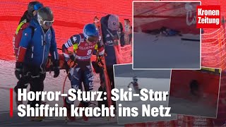 HorrorSturz Shiffrin kracht ins Netz  kronetv NEWS [upl. by Nerval]