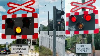 Seaton Tramway Trams at Colyford Level Crossing Devon [upl. by Olyhs]