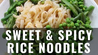 Sweet amp Spicy Rice Noodles with Steamed Vegetables Vegan WFPB [upl. by Aritak]