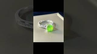 JewelryayCushion Engagement Ring Olive Green 88 925 Silver High Carbon Diamond diamond ring [upl. by Yolane]