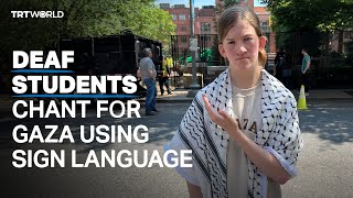 Deaf students teach protesters how to use sign language to protest Israel’s war on Gaza [upl. by Malissia]