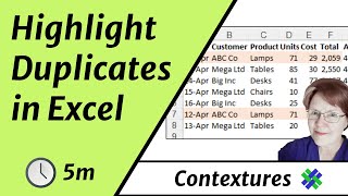 Highlight Duplicate Rows with Excel Conditional Formatting [upl. by Frentz]