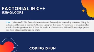 Factorial in c  How to Program 9th Edition by Deitel 510 [upl. by Nitnerb]